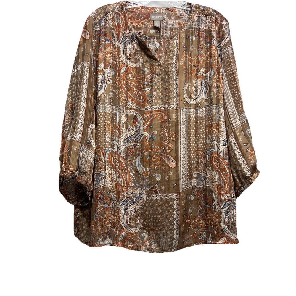Chico's Women's 3 Paisley Asymmetric Tunic Top